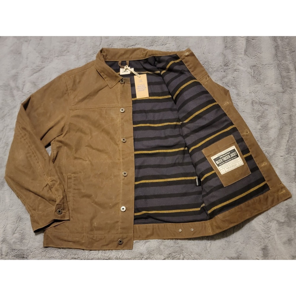 Flint Tinder Jacket Mens Medium Brown Flannel Lined Waxed Trucker Button